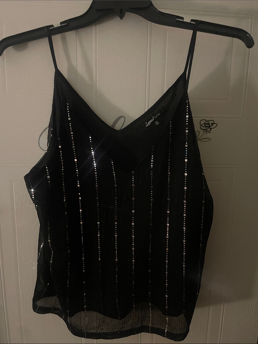 Sam Edelman Black Sequin Vertical Stripe Cami